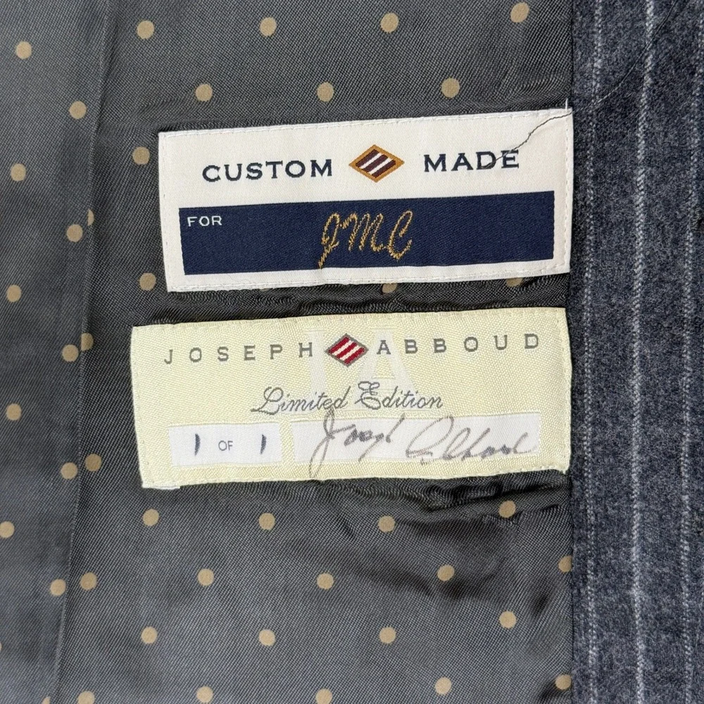 Custom Joseph Abboud Charcoal Pinstripe Vest Limited Edition‎ Signed